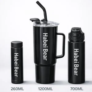 KITCHA 3PCS Large Capacity Plastic Water Bottle Set – 1200ML Car Tumbler with Handle & Straw + 700ML Sports Bottle + 260ML Mini Cup – Reusable Drinking Cups