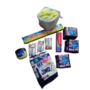 Back to school package for Students, 1 kg menengai bar soap, 140 grms colgate, 1 roll tissue, 1 kg omo, 3 pcs Geisha, 3 pcs pads, 240 grms vasseline