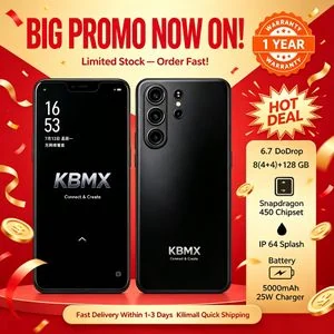 KBMX S26 Ultra Smartphone 64GB storage + 128GB expandable storage 4+4GB RAM 50MPCamera 6.7-inch 90Hz Display Snapdragon 450 Processor 5000mAh Battery Type-C Fast Charging