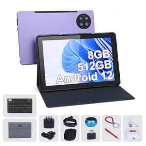 C Idea Adults Tablets, 10 Inches Android 12 Sim 8GB+512GB Storage Keyboard Tablets PC(Purple)