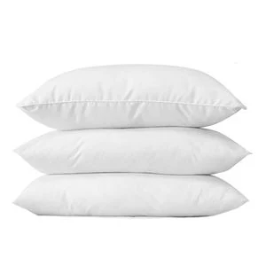 Set of 3 White Polyester Fiber Bed Pillows - 48cm x 76cm, Washable