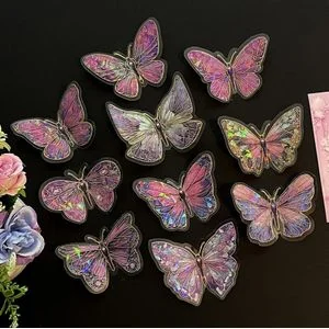 10pcs - DIY Decorative Butterfly 3D Stickers, Exquisite Three-Dimensional Butterfly Wall Stickers - Rose Pink