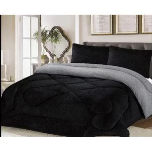 Black Cotton Soft Velvet Duvet 5x6 ft - 1 Piece, Fade Resistant, Easy to Clean