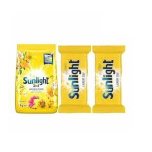 Laundry Sunlight Hand wash Powder Spring Sensation 1Kg + 2 FREE 80gm Barsoap