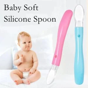 1pc Baby Silicone Feeding Spoon with Long Handle Infant Spoon Safty Tableware Silicone utensils set for Children