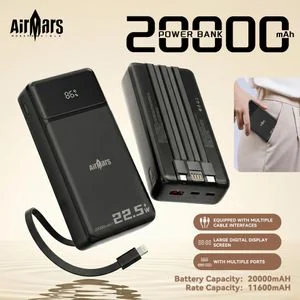 AirMars APB23F 20000mah 22.5W Ultra Fast Charging Portable Power Banks Charger Digital Display Battery Pack Traveler Universal
