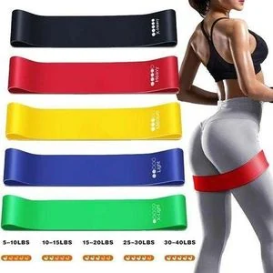 5 Piece Set Resistance Loop Exercise Body Bands with Carry Bag Workout Stretch Bands Resistance Bands