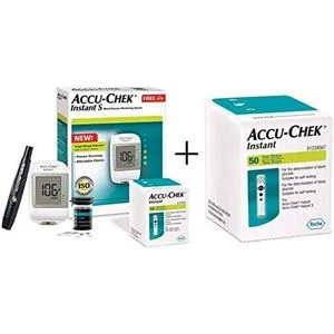 ACCU CHEK Accu-Chek Instant Blood Glucose Monitor with 50 Strips - Bluetooth, 720 Memory, No Coding