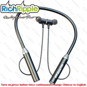 RichRipple Sports Bluetooth  Into The Ear Neck Hanging Type Running Stereo Large Capacity Wireless Earphone
