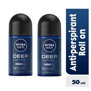 NIVEA MEN Deep Antibacterial Anti-Perspirant Rollon,72h - 50 Ml (Pack Of 2).