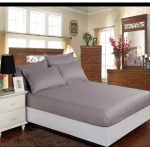 6 Pc Grey Pure Cotton Fitted Bedsheet Set- 2 Bedsheets 4 pillow cases -Fits 6×6 Bed Perfectly