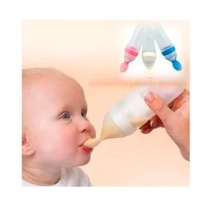 Baby Silicone Squeeze Feeding Bottle Spoon