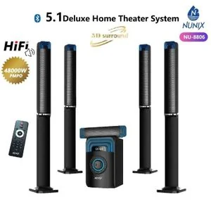 Nunix  Deluxe Home Theatre System 5.1 CH 48000W PMPO With Remote Powerful Bass and Soft Music