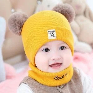 2 In 1 Unisex Newborn Baby 1 Knitted Hat And 1 Matching Scarf Set