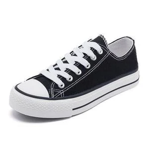 BLWOENS Women's Sneakers Casual Shoes Comfortable canvas Sneakers Classic Lace-up Shoes - Black