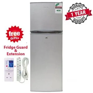 VOLSMART 138L Double Door Fridge  Compact Direct Cool,SILVER+FREE GIFTS