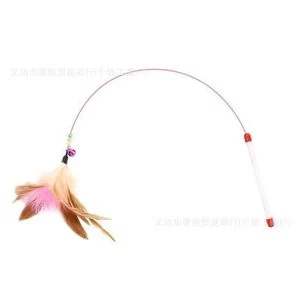 Flexible Steel Wire Feather Cat Teaser Wand with Bell – Interactive Toy for Kittens & Cats