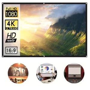 100-inch portable projection screen, 16:9 high-definition double-sided washable and foldable projection screen.