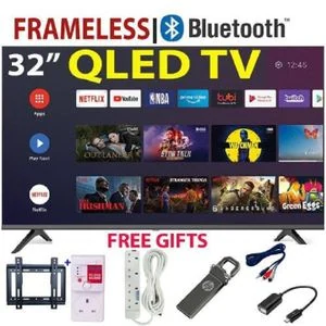 Vitron HTC3288QS 32" inch SMART ANDROID QLED HD TV WIFI ENABLED TV NETFLIX TV YOUTUBE TV ICAST FRAMELESS SCREEN-BLACK (14 Months WARRANTY)+6 FREE ACCESSORIES