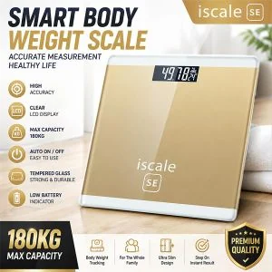 Litglobe 180KG Digital Body Weight Scale High Precision LCD Bathroom Scale Tempered Glass Electronic Weight Scale Auto On/Off