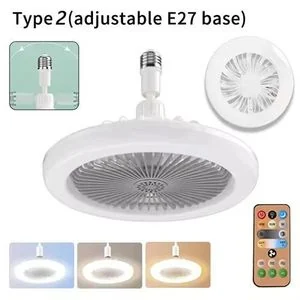 Remote control ceiling fan with LED light, E27 converter base, intelligent silent ceiling fan for bedroom and living room, aromatherapy light, fan light, tri color color universal fan light