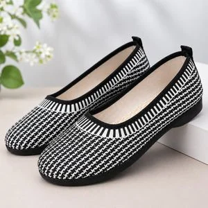 SHJO Canvas Flats Women Casual Walking Shoes Breathable Lightweight Slip On Soft Comfort Loafers Black