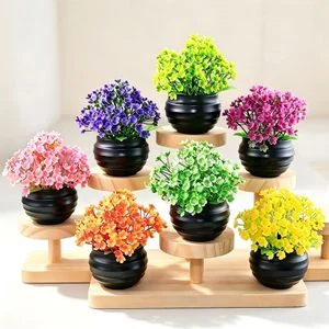 7 Pcs Artificial flower home decoration tabletop ornament with vase,small artificial plants