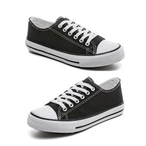 Couple Canvas Low Top Lace-up Shoes Classic Casual Sneakers Black