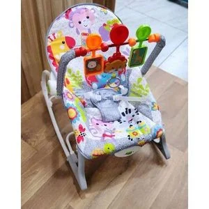 Hu-Baby Infant to Toddler Rocker - Grey, Adjustable Recline, Safety Harness