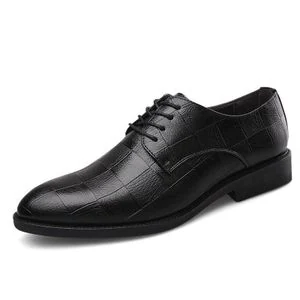 BLWOENS Men's Formal Shoes Tuxedo Dress Shoes Classic Oxfords Faux Patent Leather Shoe for Men Business Wedding Suit - Black