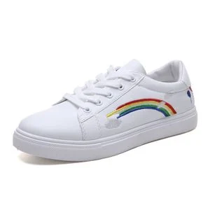 Fashion Women's White Sneakers - Lightweight PU, Comfortable, Low Cut, Flat Heel, Sizes 37-40