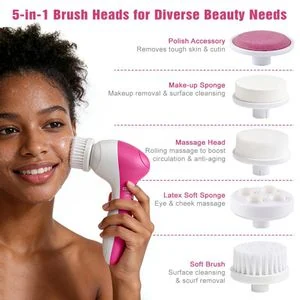 5-in-1 Electric Facial Cleansing Brush Multi-Function Face Skincare Tool for Deep Cleansing Exfoliating Massaging