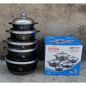 Dessini Dessini 10-Piece Black Non-Stick Die-Cast Cookware Set - Aluminium, Durable, Easy Clean