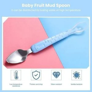 Baby Feeding Fruit Mud Spoon Double Headed – Soft Silicone, Safe, Heat-Resistant, BPA-Free