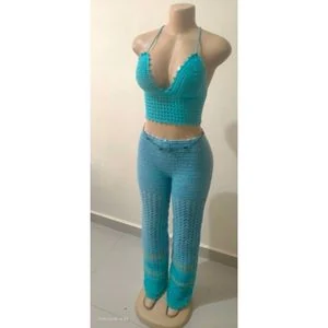 Selfmadewear Ocean Mist Crochet Set – Halter Top & Gradient Pant