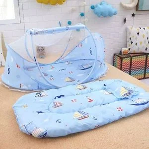 Portable Foldable Baby Sleeping Nest Cot Mosquito Net - Blue
