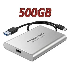 500GB Portable USB 3.1 SSD External Mobile Storage Drive - Silver