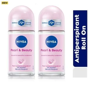 NIVEA Pearl & Beauty Anti-Perspirant Rollon, 72h - 50ml (Pack Of 2).