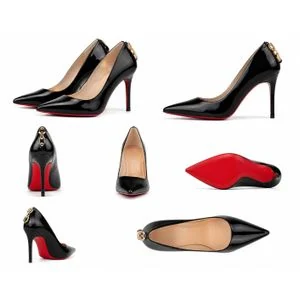 Women's Red Bottom Pointed Toe Stiletto High Heels – Black