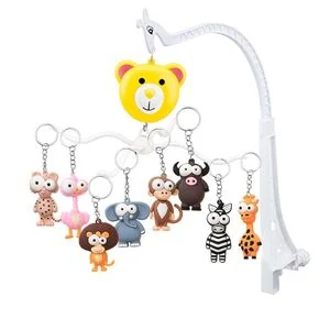 Baby Crib bell with Relaxing Music,Hanging Rotating Animals Rattles,for Boy Girl Newborn Baby Toys--White