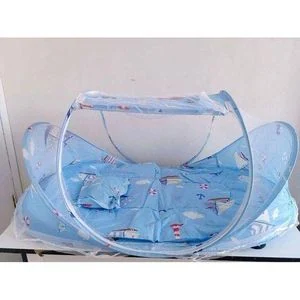 Happy Baby Portable&Foldable Baby Bassinet/Sleeping Nest/ Mosquito Net (Assorted Blue Flowers And Prints)