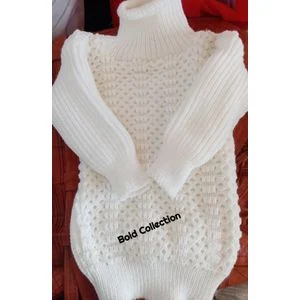 Multicolour Knitted Baby Sweater 0-6M - Unisex Turtleneck, Soft & Stretchy