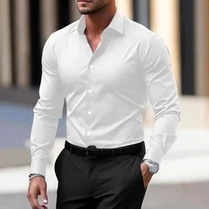 Men's slim-fit long-sleeved shirt, button-down, business casual formal jacket