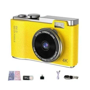 LK003 Dual-lens 4K HD Kids Camera - 2.4" Screen, Yellow