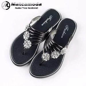 Mateamoda Mateamoda Women's Black PVC Flip-Flops, Casual Slip-Ons, EU 38-41